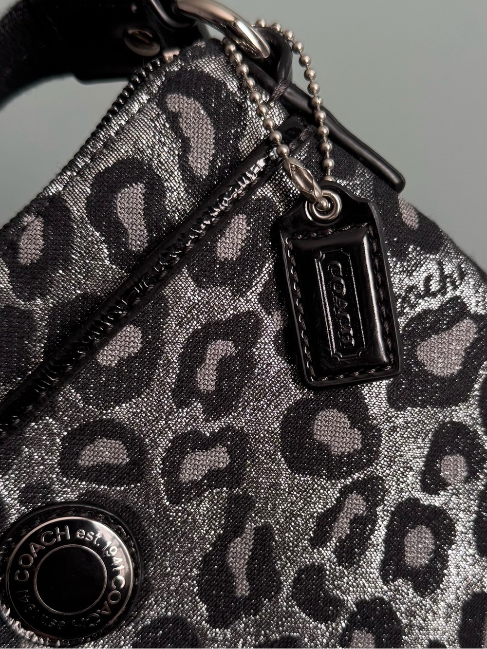COACH Ocelot Black & Silver Crossbody Bag - Picture 6 of 6